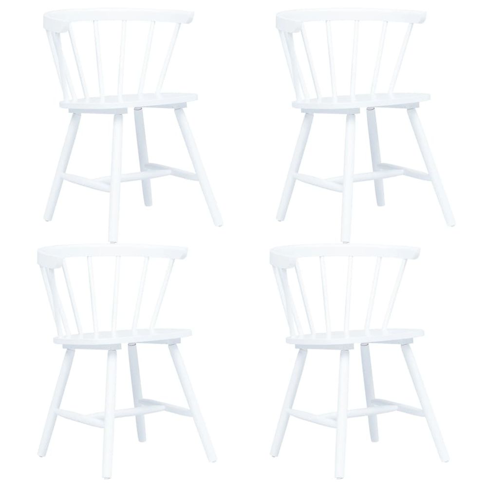 Petromila vidaXL Jedálenské stoličky 4 ks biele masívne kaučukové drevo